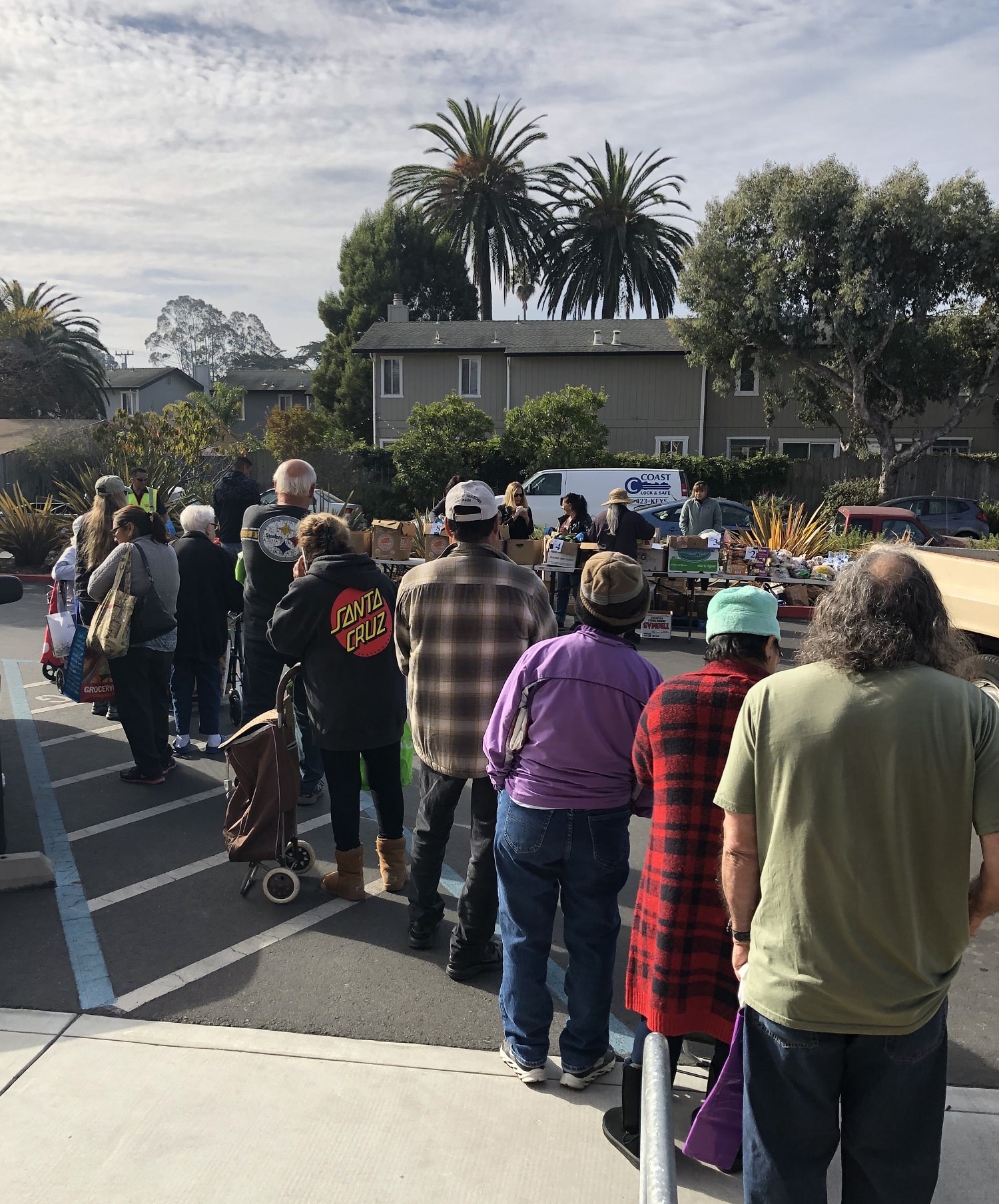 People in line for food distribution